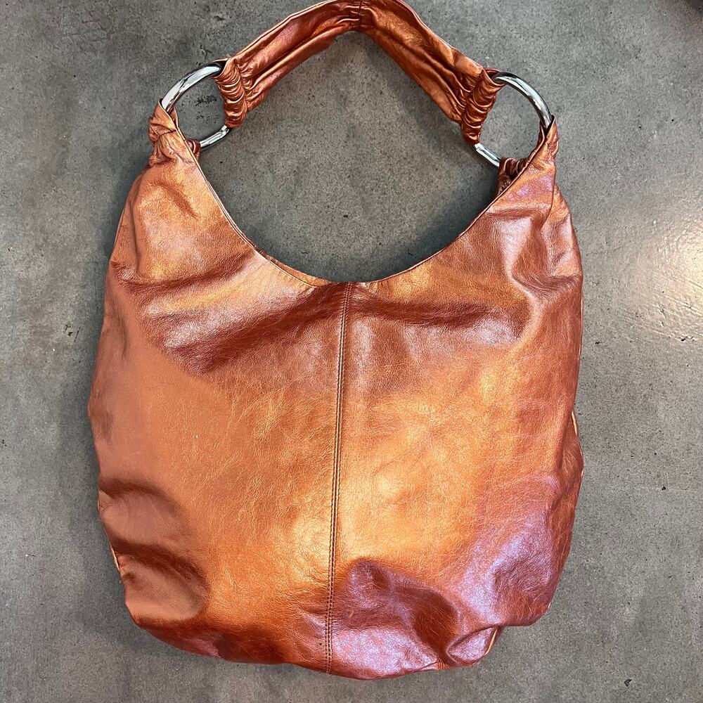 Hobo International Metallic copper leather silver ring handbag medium purse - Picture 2 of 7
